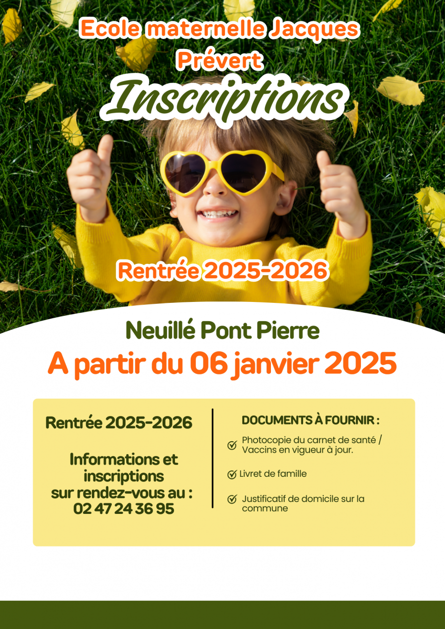 Affiche Annonce Inscriptions Rentrée Périscolaire Simple Moderne Vert Jaune Orange